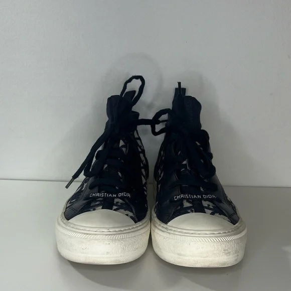 Christian Dior Walk'n'Dior Deep Blue Oblique Technical Mesh High Top Sneakers - Picture 4 of 12